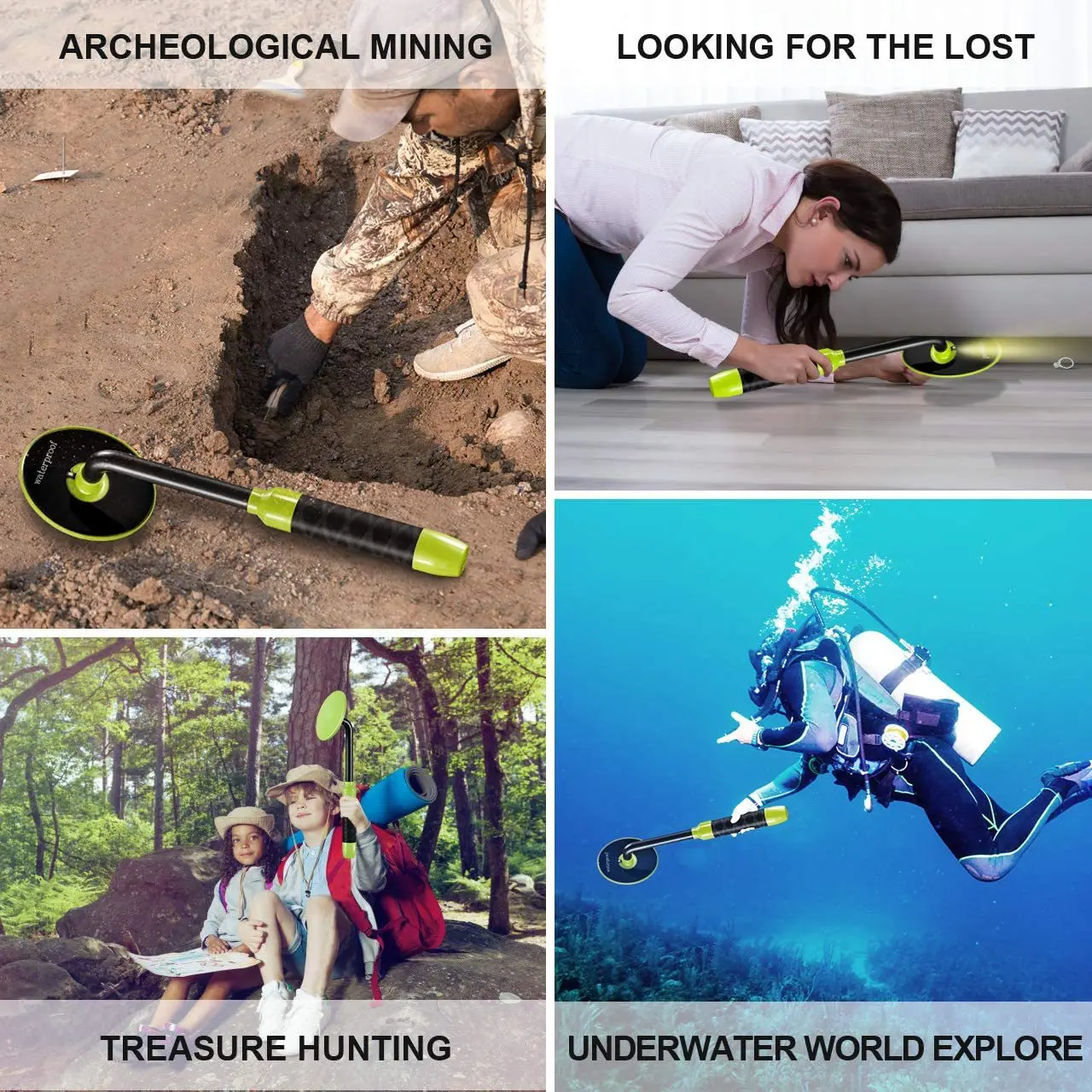 GC-2008 New Handheld Metal Detector Underwater Treasure Hunting Instrumento Máquina completa Impermeável Outdoor Treasure Exploration