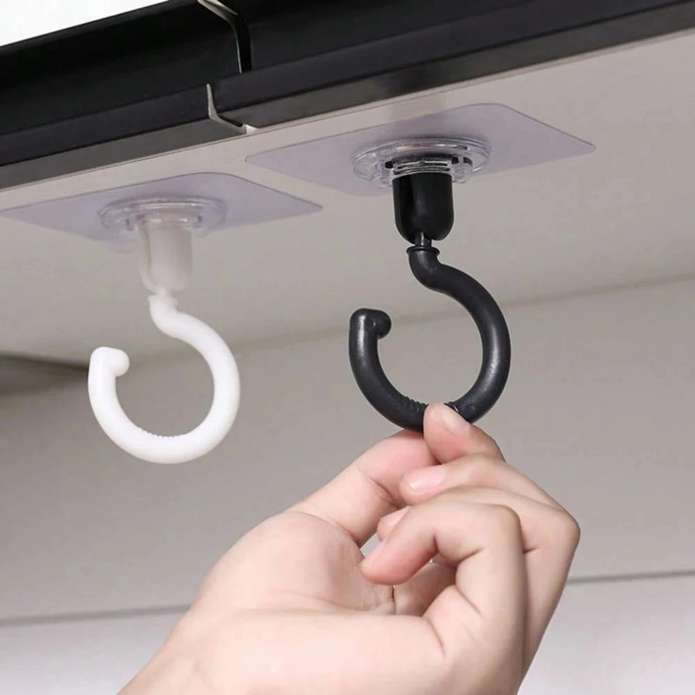 5PCS 360-Degree Rotating Self-Adhesive Hooks for Ceiling Or 