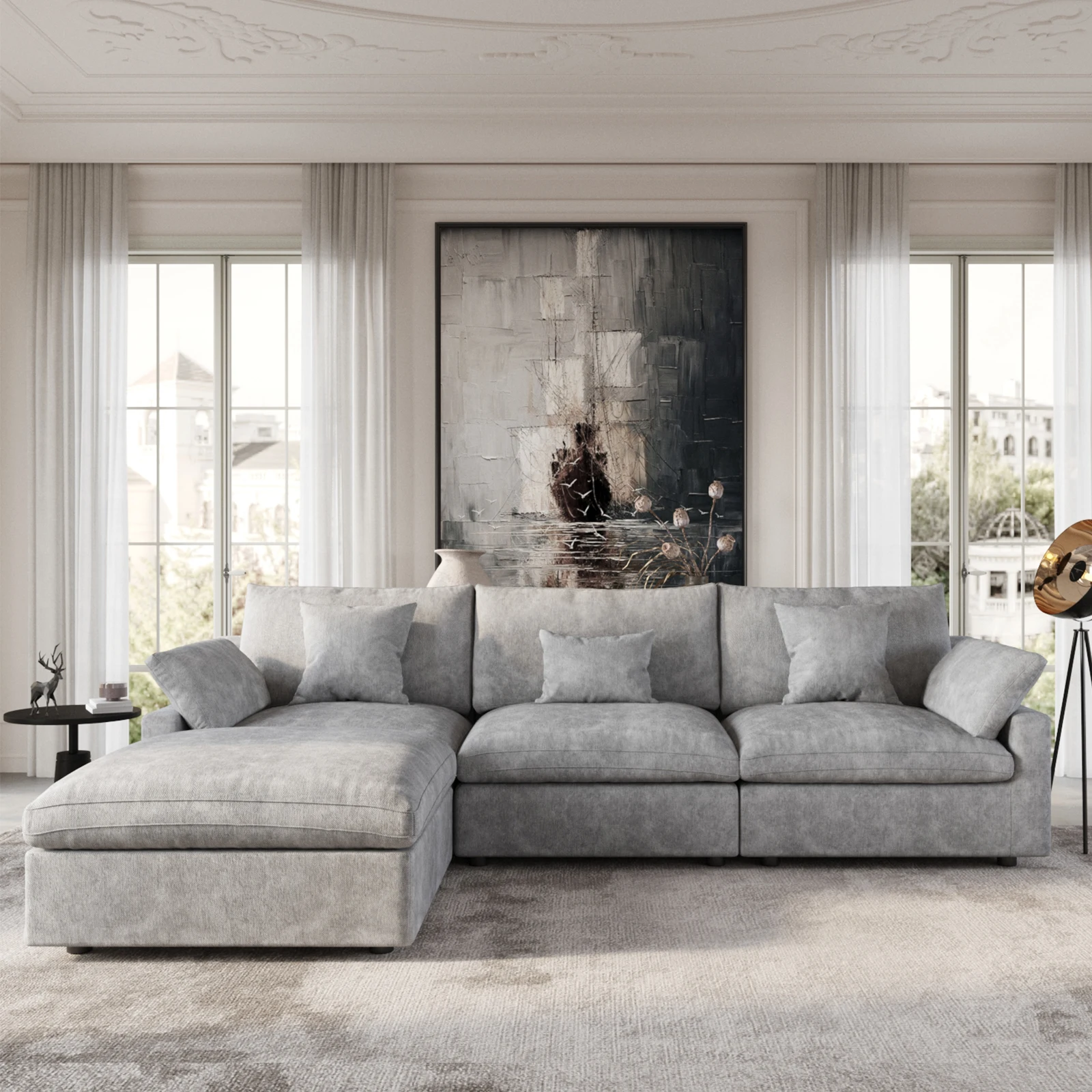 

Oversized Cloud Couches for Living Room 119.29" L Shaped Convertible Sectional Couch with Ottoman 4 Seater Large Sectional Sofa