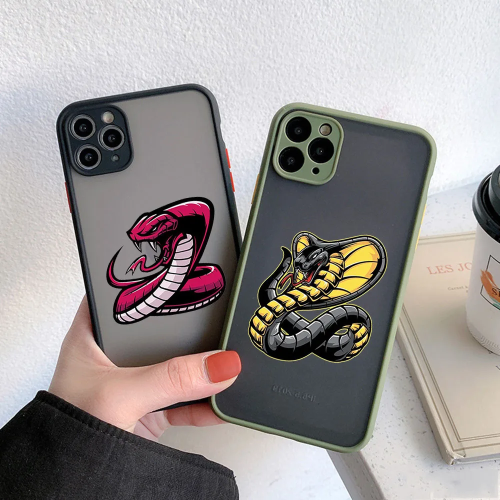 Phone Case For iphone 16 15 14 Pro Max 7 8 Plus 11 12 13 Mini XR XSMax 16Pro Colorful Snake Cobra Python Matte Translucent Cover