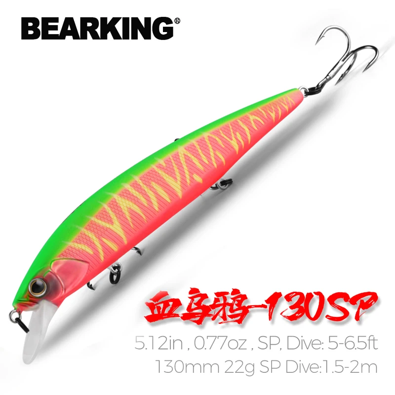 BEARKING 130mm 22g SP Hot fishing lures, assorted colors, minnow crank  Tungsten weight system wobbler model crank bait