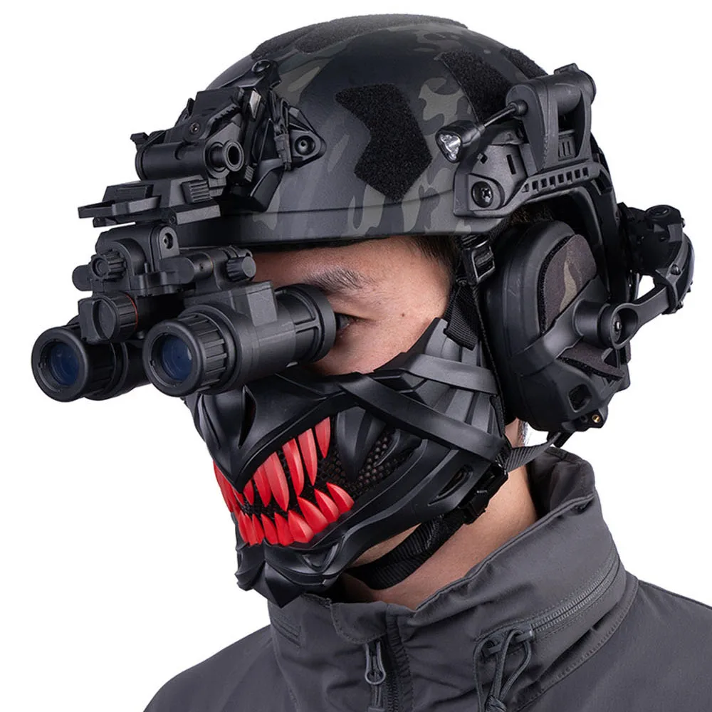 Máscara táctica Airsoft media cara rejilla acero transpirable - imagen 5