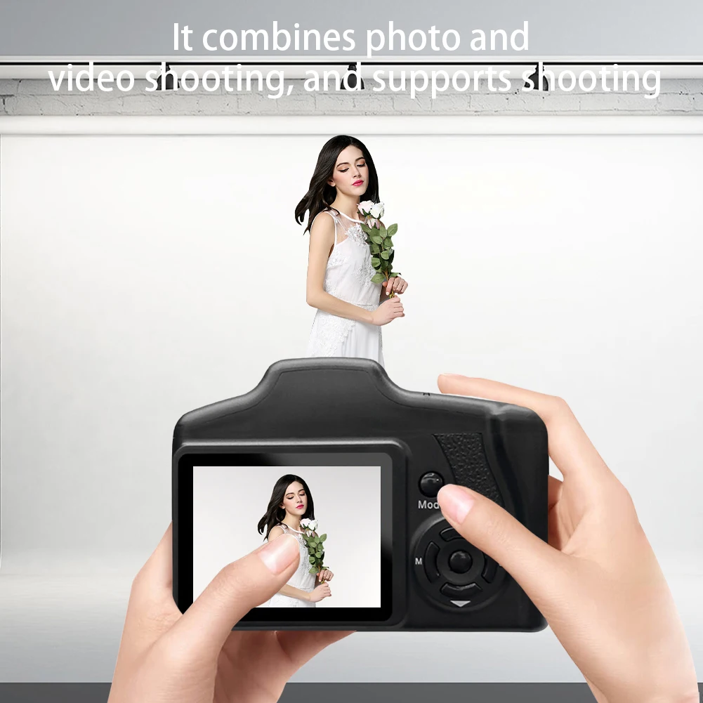 Câmera Vlogging de 16 MP com gravador de vídeo com tela LCD de 2,4 polegadas Zoom digital 16X para fotografia e vídeo