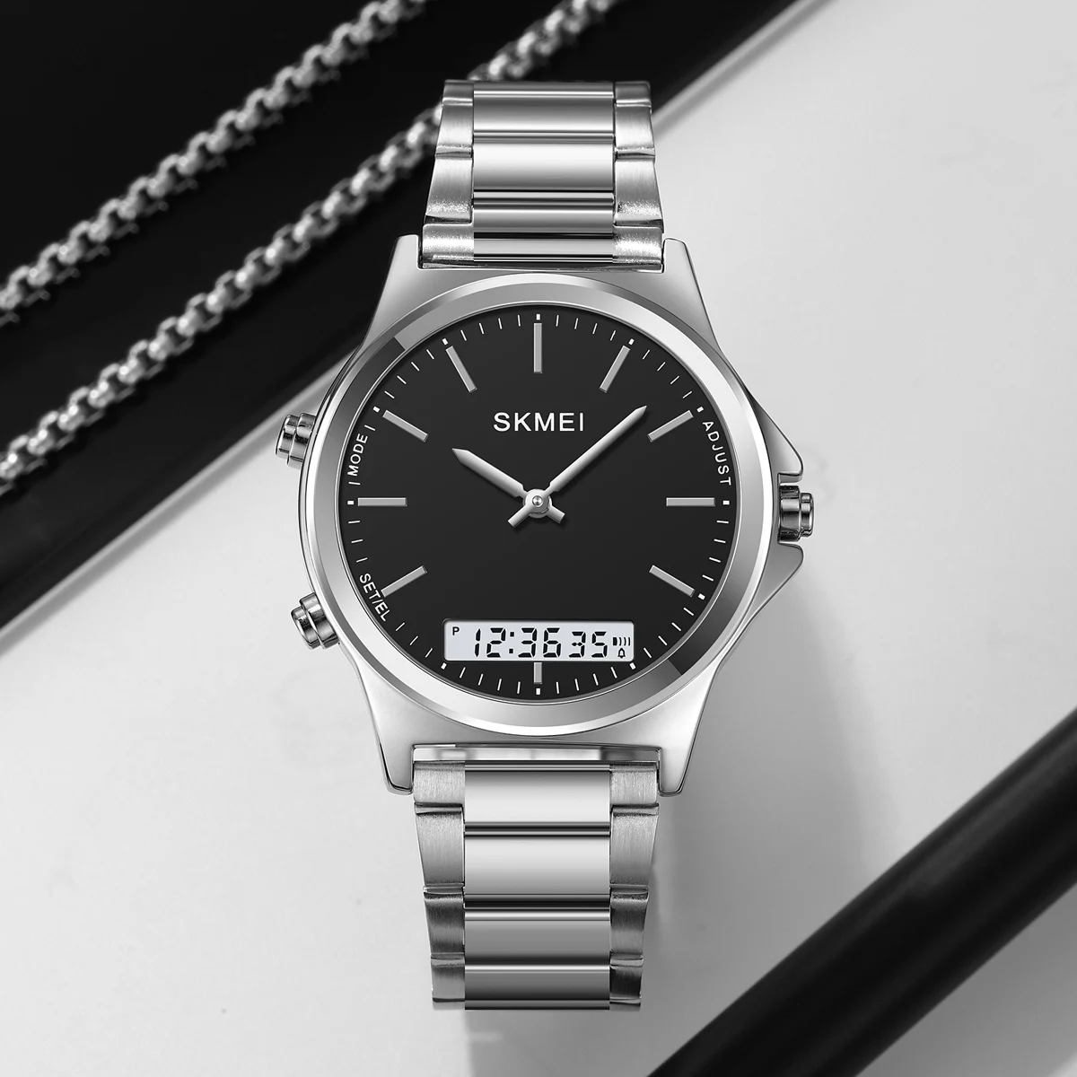 

Модные наручные часы, водонепроницаемый будильник, подсветка, дисплей, цифровые часы, полностью стальные хронографы, спортивные часы для мужчин и женщин