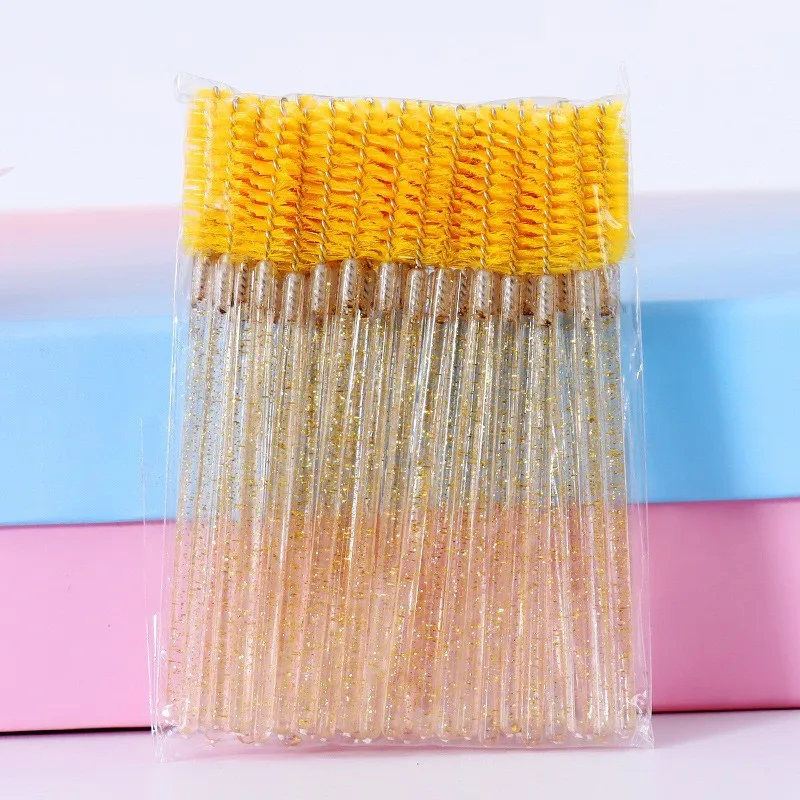 50pcs Crystal Rod Mascara Brush Solid Spiral Comb Can Be Bent Eyelash Comb