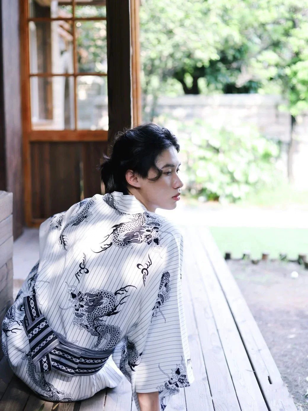 

Japanese Traditional Samurai Kimono For Men Yukata Bathing Robe Hekoobi Loose Style Sauna Wear Homewear Belt Long Gown Cotton