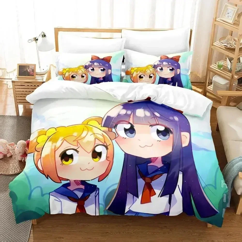 Anime Pop Team Epic PIPI Bedding Set Duvet Cover Sheet Printed Bed Set Pillowcase Bed Full Queen King Size Comforter Bedroom