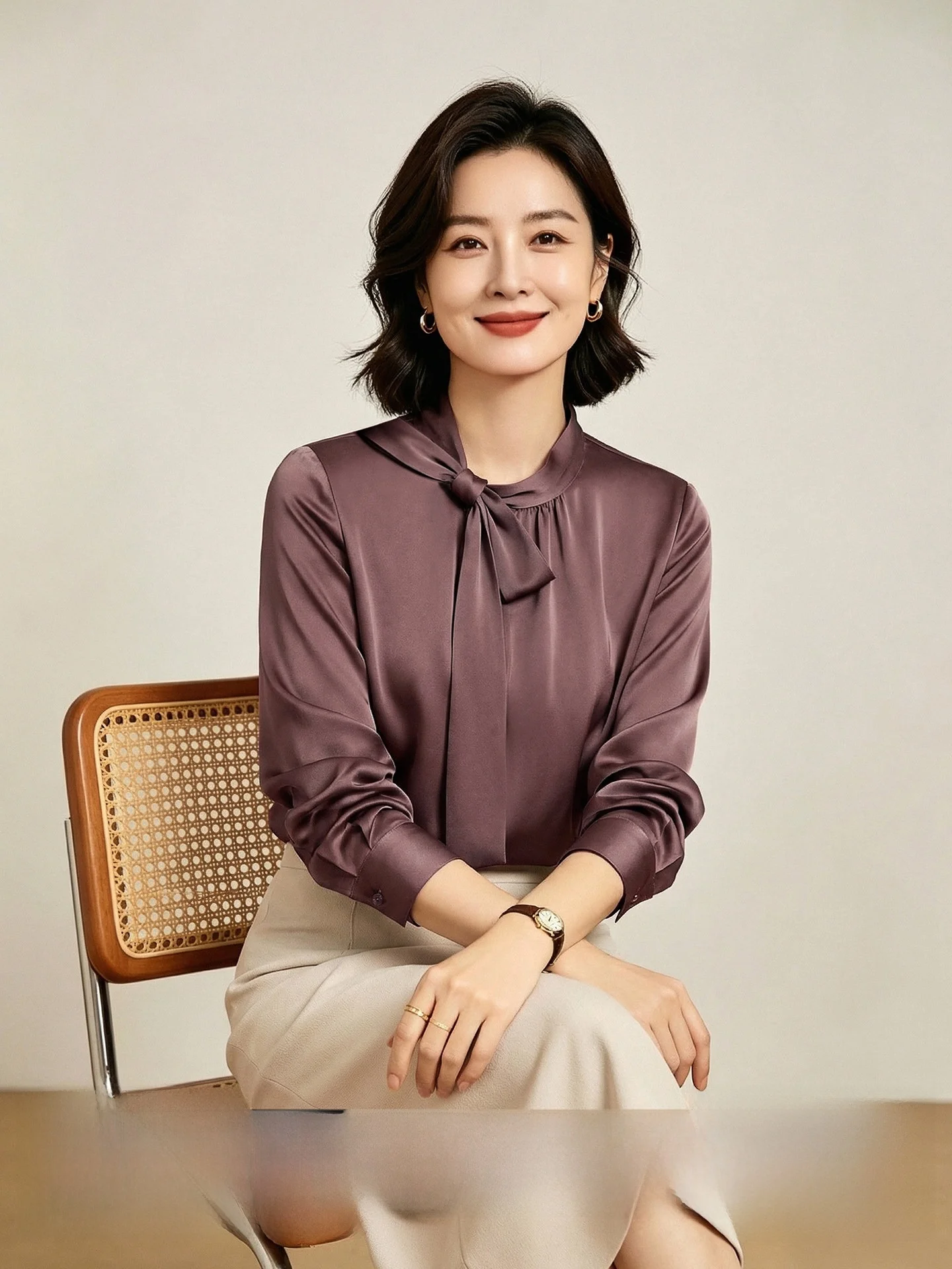 

Женская шелковая рубашка CVANEA Весна 2026 с поясом, повседневная, универсальная, легкая, с длинным рукавом, однотонная, на пуговицах