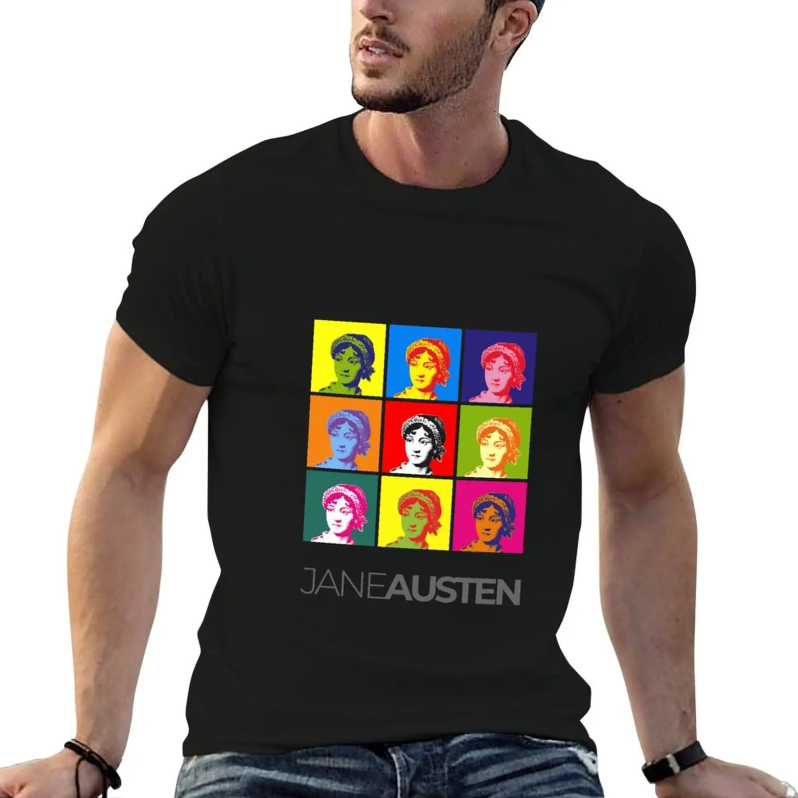 Jane Austen pop-art portrait poster T-Shirt plus size clothes custom t shirt t shirts for men