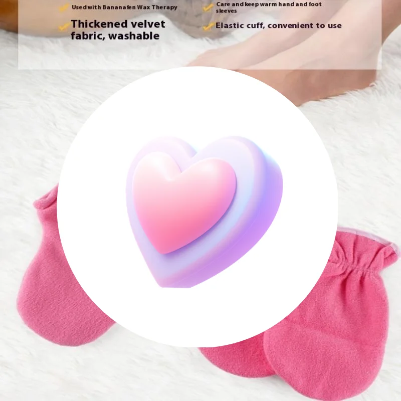 1 par luvas de cuidados de isolamento flanela abertura elástica proteção de unhas terapia de mão luvas de cera de parafina aquecedores reutilizáveis para mulher