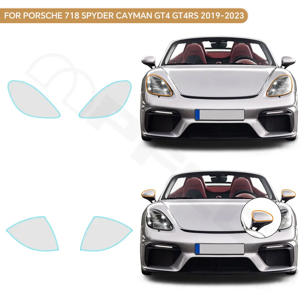 

Headlight Rearview TPU Protection Film For Porsche 718 Spyder Cayman GT4 GT4RS 2019-2023 Pre-cut Clear PPF Anti-scratch Cover