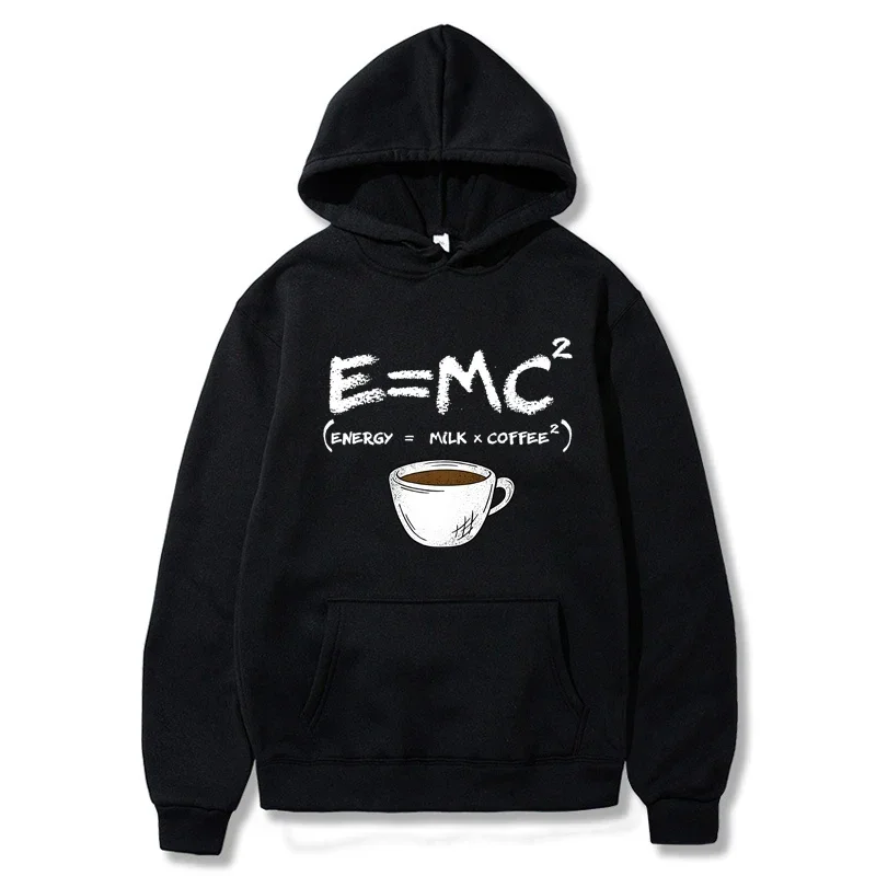 Energy = milk coffee printing men clothing casual breathable hoodie funny fleece loose sportswear Street oversized menswear hood