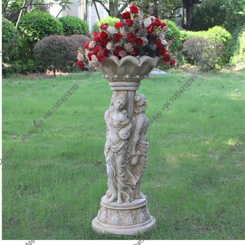 Vb Outdoor Lady Flower Pot Courtyard Garden, European Landscape Flower Pot Outdoor Floor Sculpture Bonsai Creative Ornament