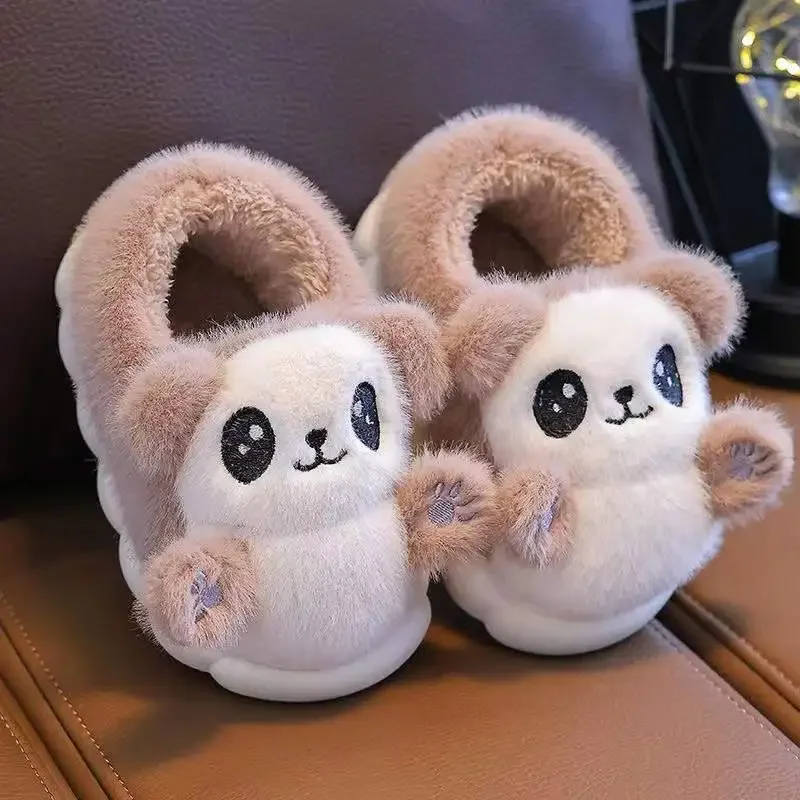 Children Winter Slippers Cotton Shoes Cute Cartoon Panda Slipper Child Thick Soled Home Warm Non-slip Indoor Mother Kids Shoe