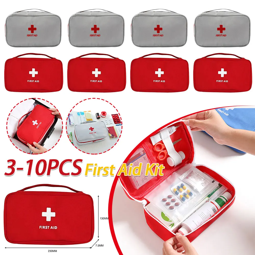 

3-10PCS Oxford Medicine Classification Storage Bag Compartment Emergency Medicine Pouch with Handle Large Capacity Outdoor Home