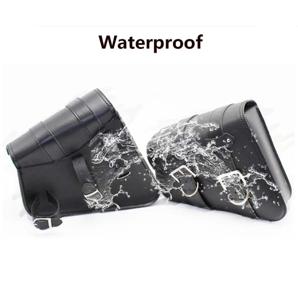 Motorcycle Side Saddle Bags PU Leather Swing Arm Tool Bag for Sportster XL883 1200 Honda Suzuki Universal Storage Saddlebags image 4