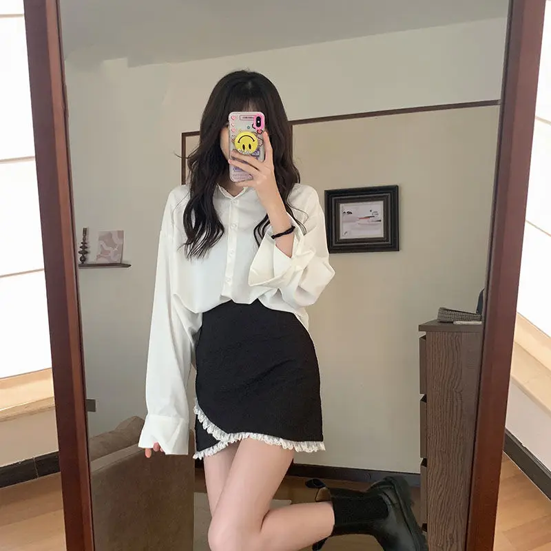 Koszule damskie z długim rękawem w paski Zapinane na guziki Slim Fit Gothic Emo Harajuku Estetyczne Party Chic Clubwear Jesienne ubrania