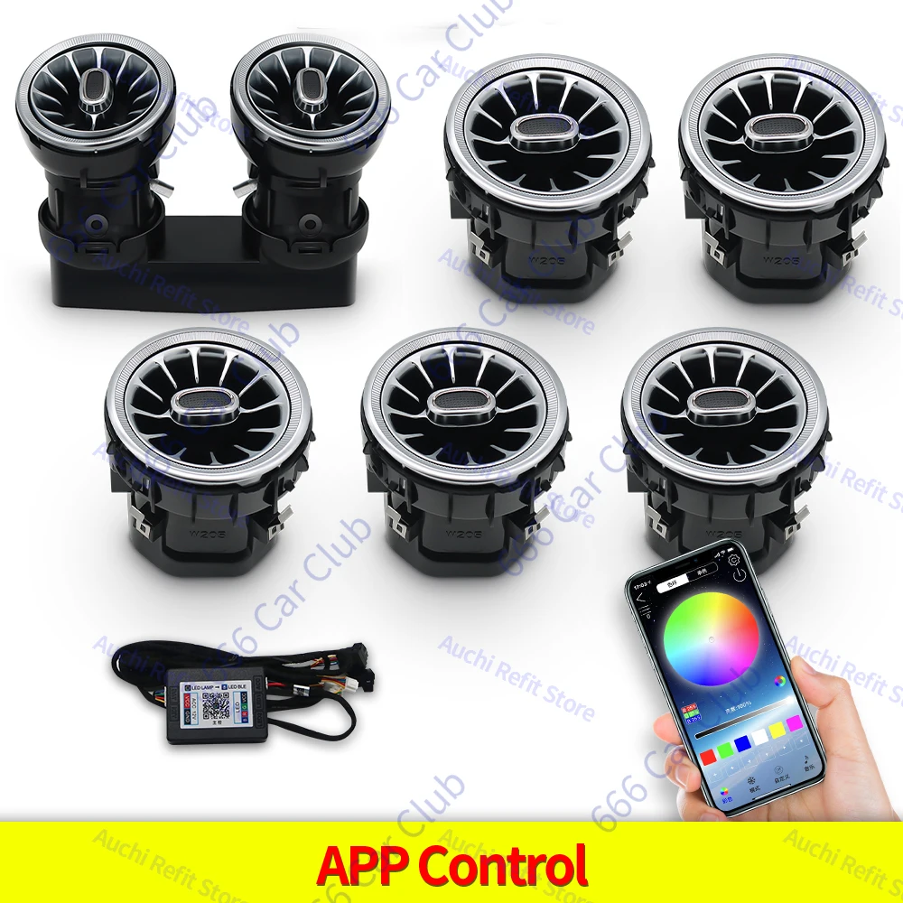 256 Kleur Led-openingen Voor Mercedes Benz C Klasse W205 W447 W213 W156 W117 W176 Bluetooth App Controle Auto mondstuk Turbine Luchtuitlaat