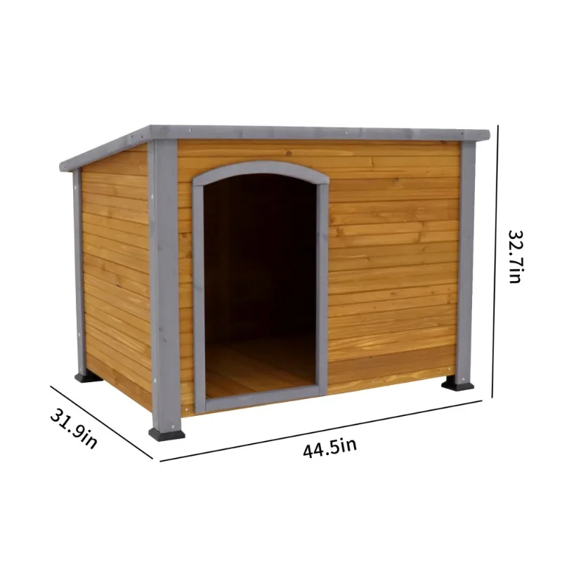 

Dog House Outdoor & Indoor Wooden Dog Kennel for Winter with Raised Feet Weatherproof for Large Dogs