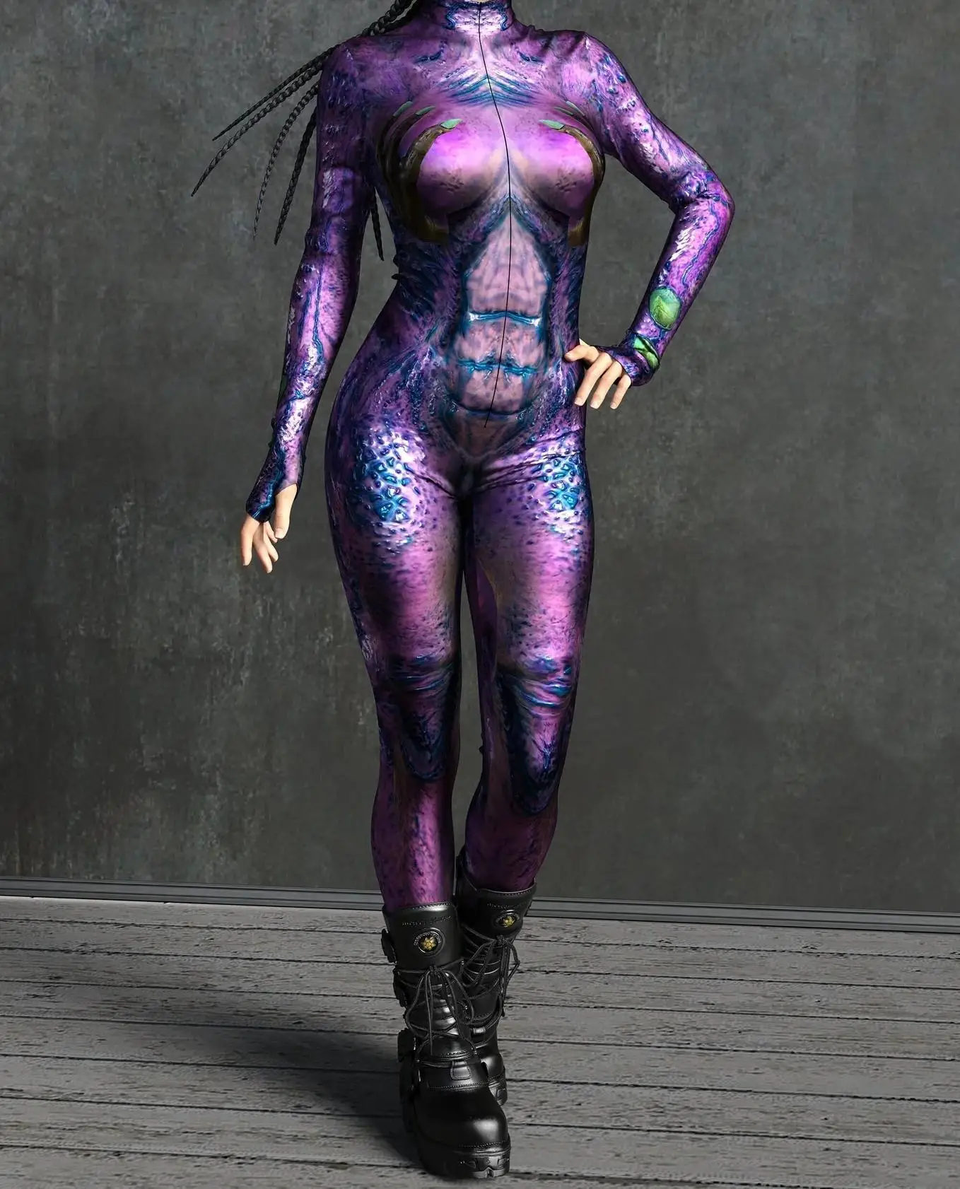 Horror-Monster Damen Cosplay Punk-Rüstungs-Jumpsuit Kostüm Elastischer Festtags-Party-Auftritts-Bodysuit Overall Zentai – Detail 25