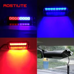 12V 8LED Led Car Strobe Light Automotive Emergency Light Red Blue Flashing Warning Lamp Police Stroboscopes with Suction Cup