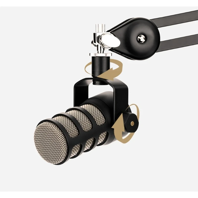 Dynamic microphone with stand for broadcast recording and live communication | Professional microphone for podcast streaming