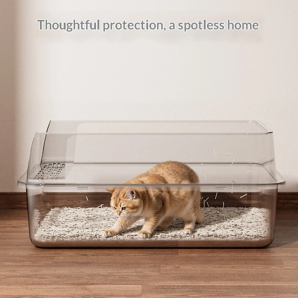 Caja de arena semicerrada extra grande para gatos acero inox, con pala - imagen 2