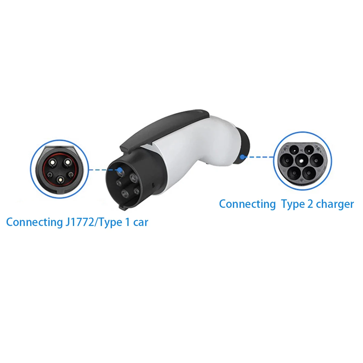 WUFEN Type2 إلى Type1 EV مهايئ شاحن 32A 7KW MAX متوافق مع شاحن النوع 2 للسيارة الكهربائية مع مقبس شحن من النوع 1 #5