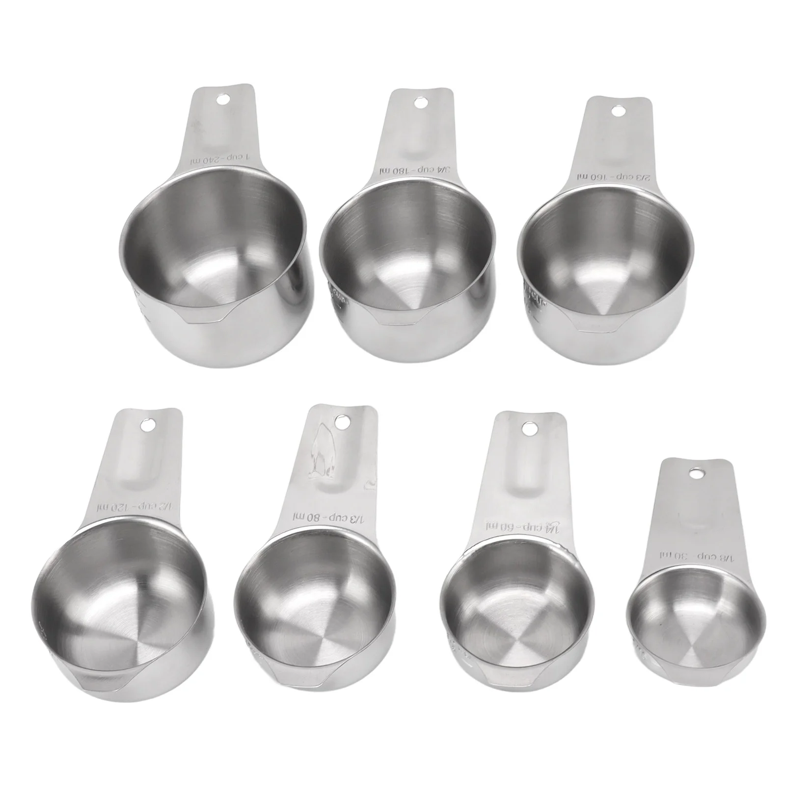 7Pcs Measuring Cups Set Stainless Steel Stackable Multifunctional Metal Nesting Measuring Cups Set for Kitchen Tools