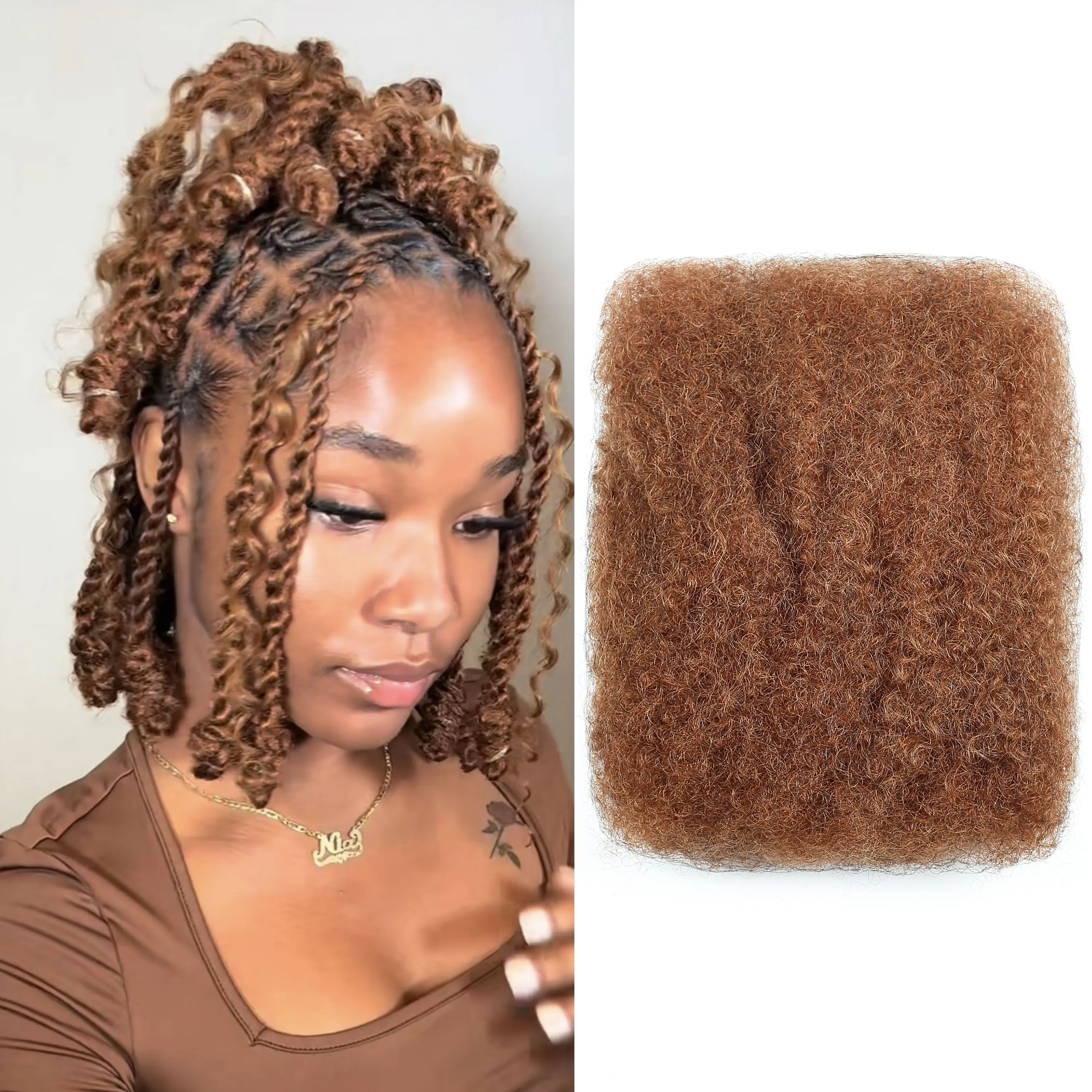 

3Packs Bundled Total 150g ANNA #33 8-20 Inches100% Human Hair Luxury Hair Extensions Afro Kinky Bulk for Braiding Dreadlocks