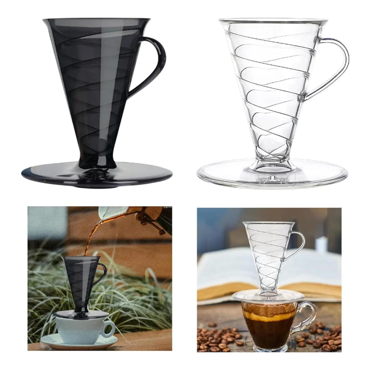 Conical 30 Degree Single Reusable Coffee Dripper Portable V30 Cold Brew Coffee Filter for Camping Barista Pour Over Coffee Maker