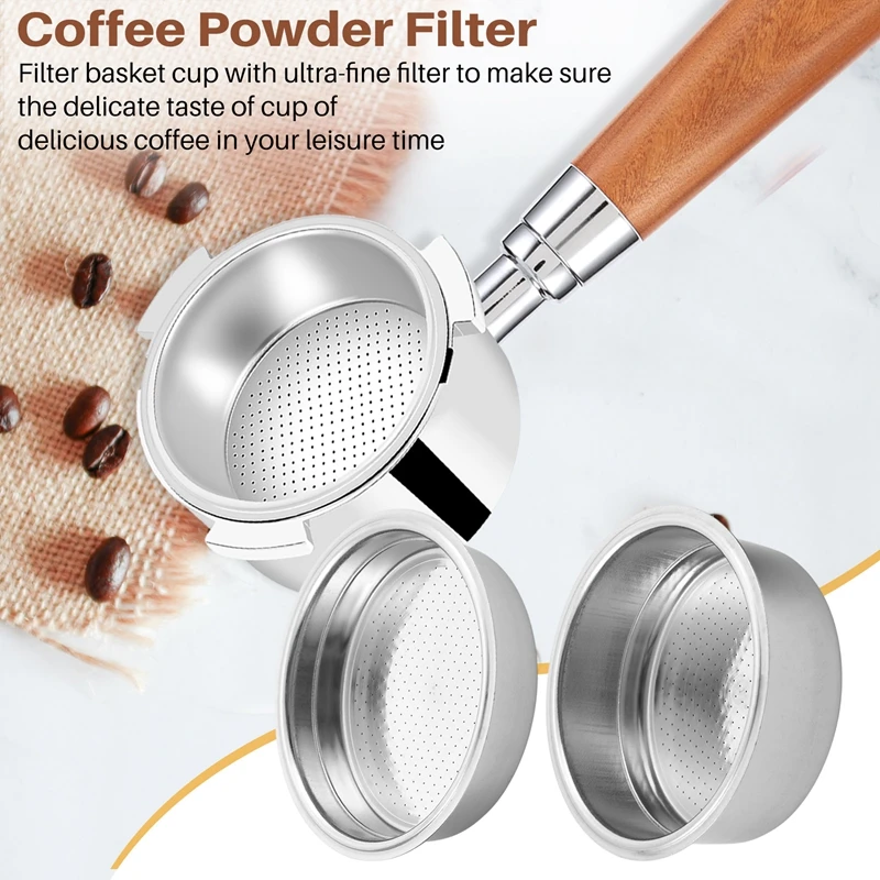 2PCS 51Mm Stainless Steel Coffee Machines Pressurized Filter Basket Powder Basket Coffee Bottomless Portafilter Filter