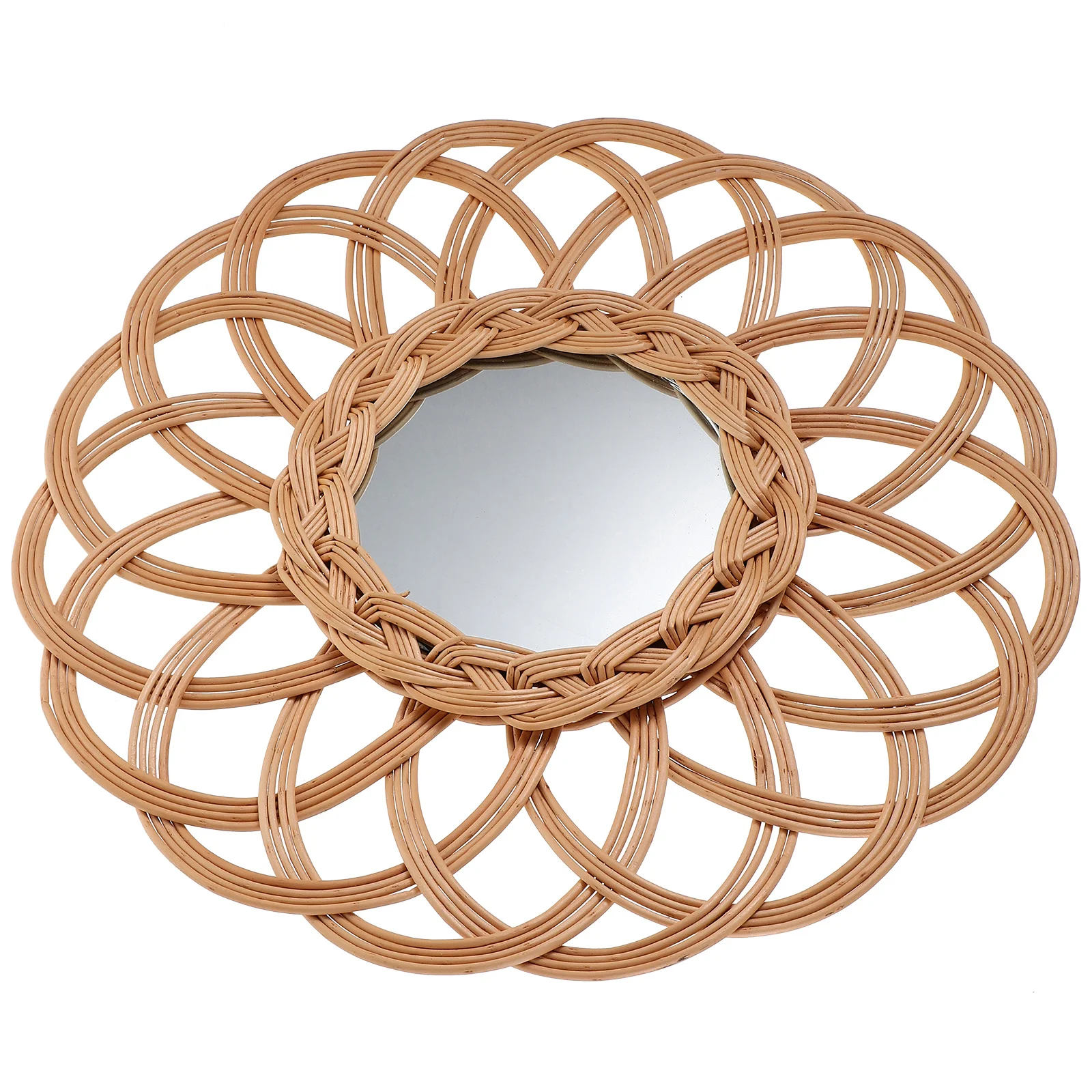 

Bohemia Woven Wall Hanging Mirror Rustic Living Room Bedroom Small Round Mirror Decorative Wall Art Decors for Nursery