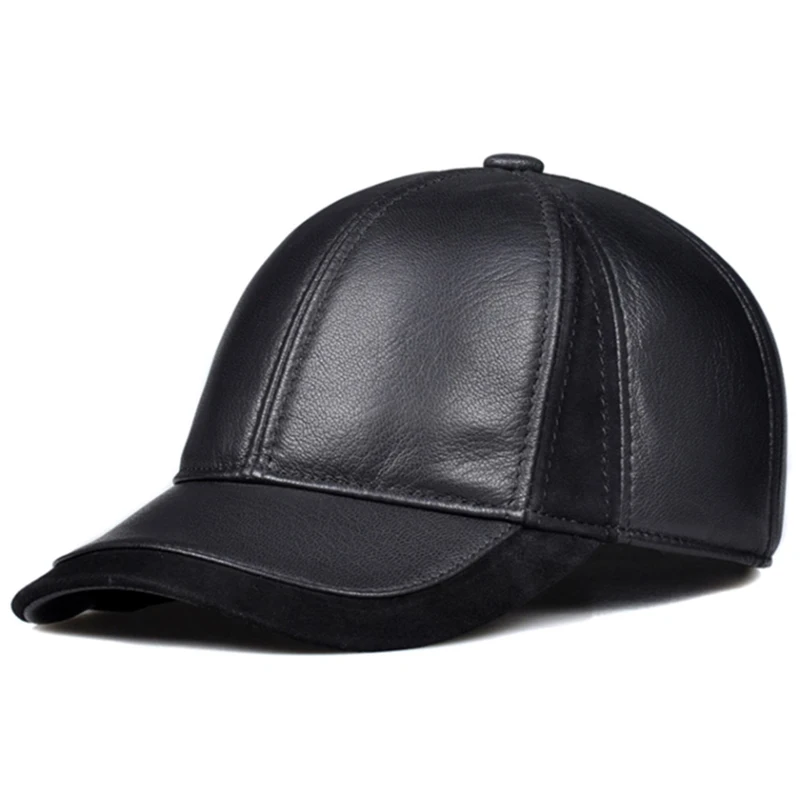 Quality Genuine Leather Golf Hat For Men Casual Outdoor Patchwork Baseball Cap Male Thin Duck Tongue Chic Trucker Casquette