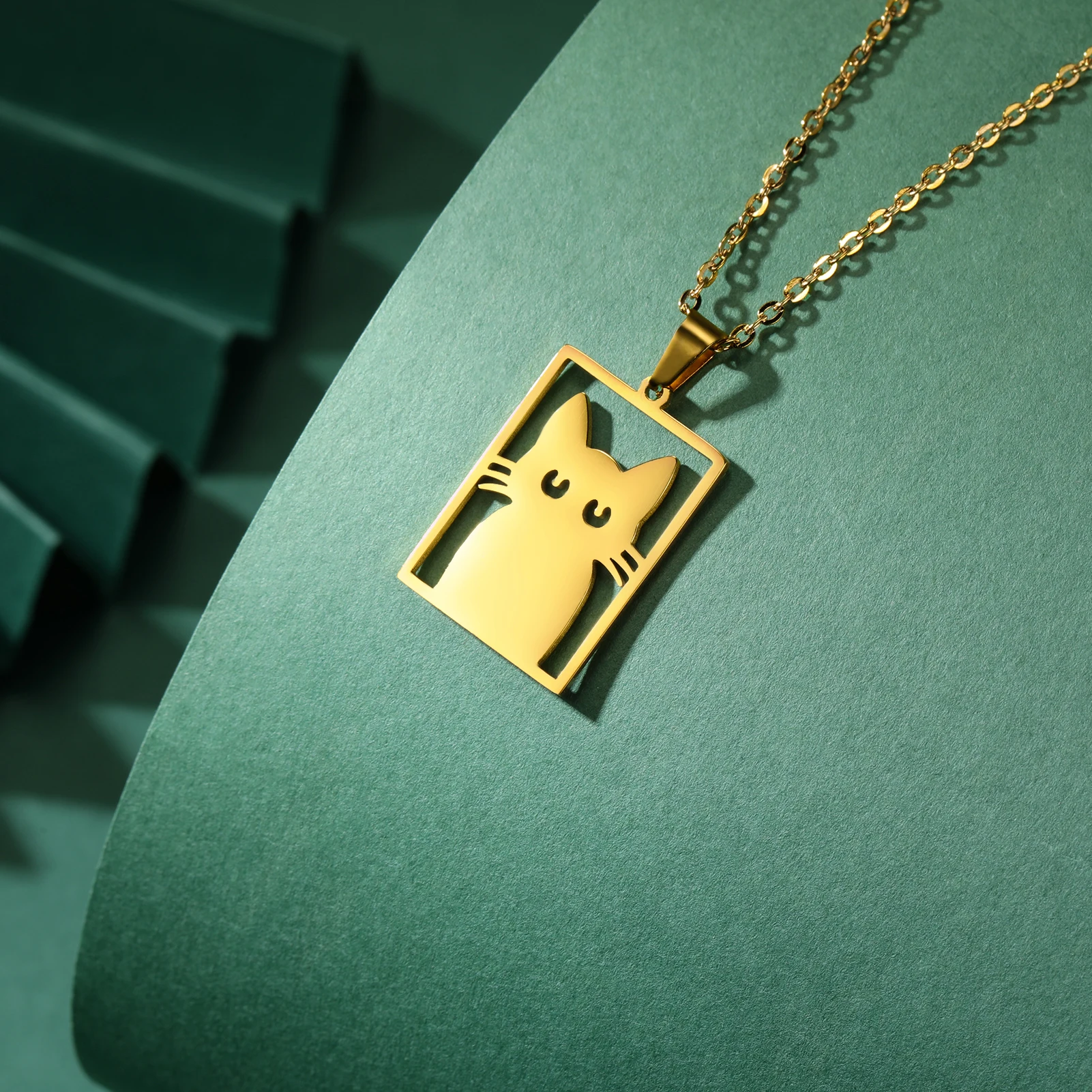 COOLTIME Halskette mit quadratischem Anhänger für Katzen und Kätzchen, Edelstahl, niedliche Katzenpfote, lustige Halskette, Schmuck, Geschenk für Familienmitglieder – Detail 12