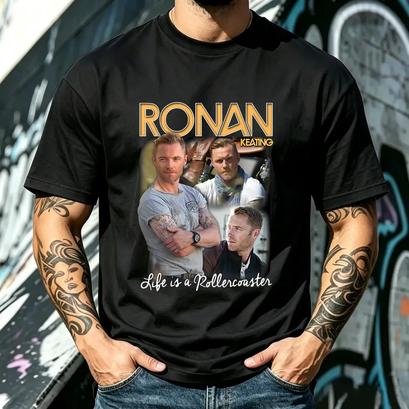 washed T Shirt Ronan Keating Official Homage Size S 5XL For Fan vintage Washed Slightly streetwear Casual Top For Everyday Wear