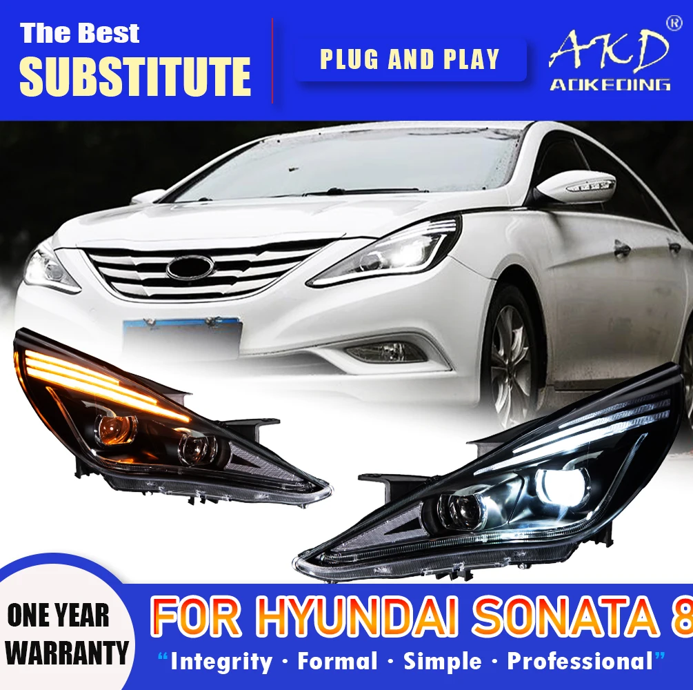 

AKD Head Lamp for Hyundai Sonata 8 LED Headlight 2011-2016 Headlights Sonata DRL Turn Signal High Beam Angel Eye Projector Lens