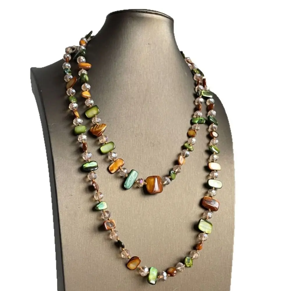 

Fashion Retro Bohemia Pendant Necklace Irregular Creative Long Sweater Chain Trendy Multi-Color Shell Multilayer Necklace Women