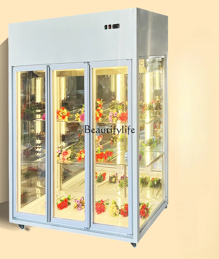 Fresh Flowers Commercial Air Cooled Display Cabinet Refrigerated Frost-Free Three-Door Flower Shop Flower Refrigerated Cabinet