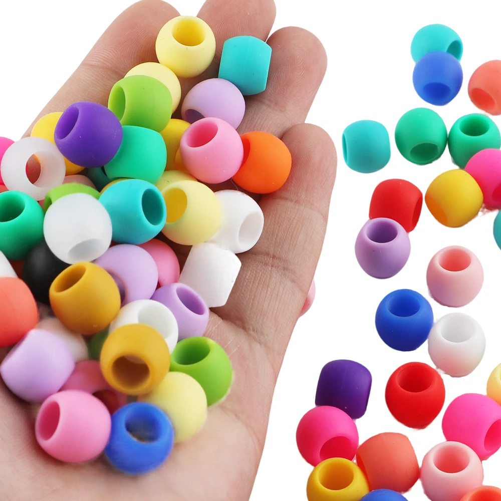 30pcs Large Hole 14*11.5mm Pony Candy Colorful Silicone Beads For Jewelry Making DIY Hair Braiding Bracelet Necklace Handicrafts