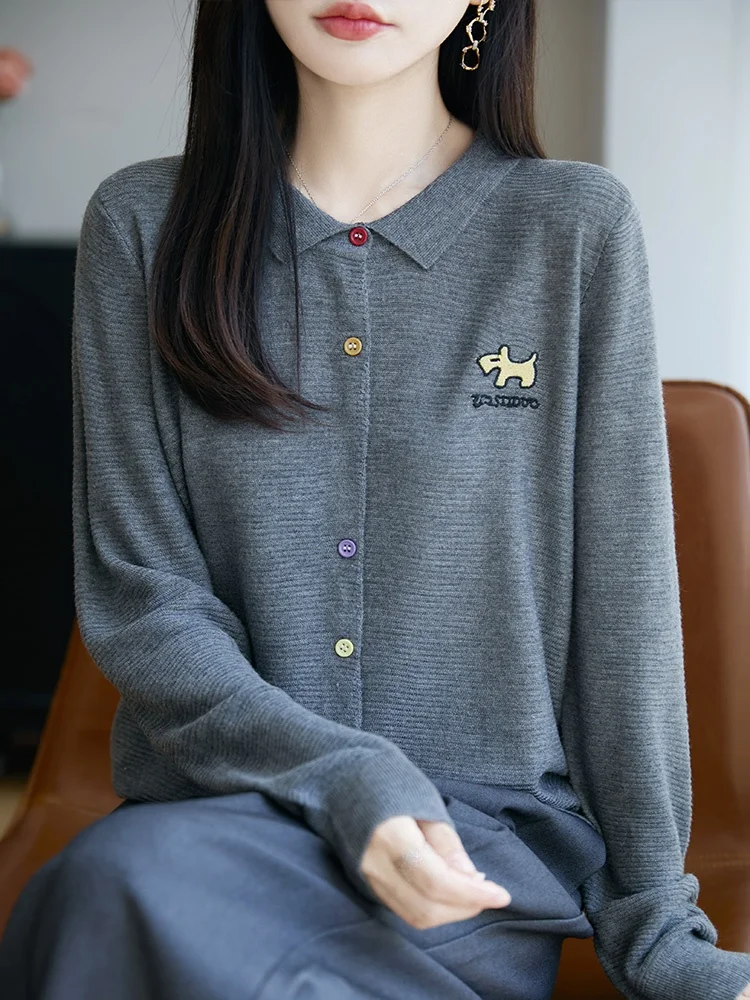 2025 neue Lose ort Svel Strickjacke frauen Top Frühen Herbst Dünne Gestickte Vorne Offen Oberbekleidung Pullover