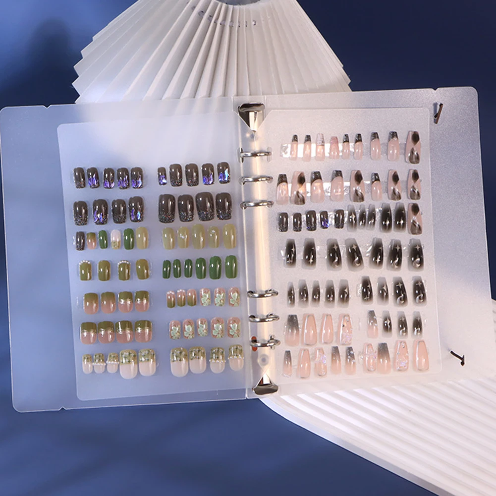 Nail Art Ring Binder DIY Nail Art Notebook Multi-Function Nail Art Collection Binder Fake Nails Display Book for Beginners