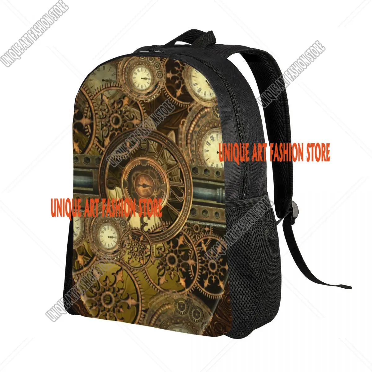 Steampunk Clocks Pattern Travel Backpack Women Men School Computer Bookbag Metal Mechanical Gears College Student Daypack Bags