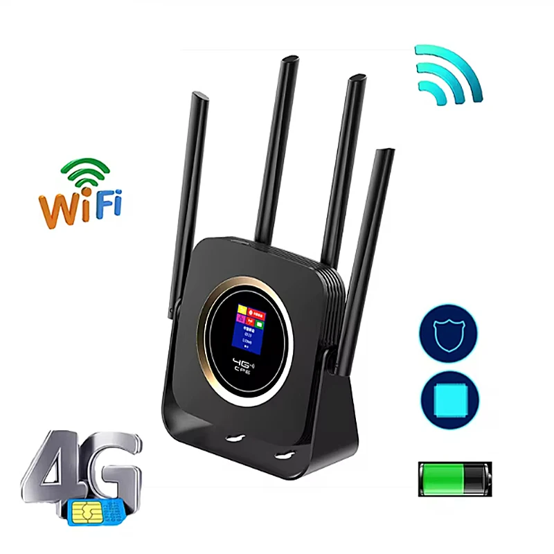 4G LTE CPE with 3000mAh Battery 300Mbps Unlocked Mobile WiFi Hotspot Router 4G SIM Card Slot LCD Display Firewall QoS Functions - Image 6