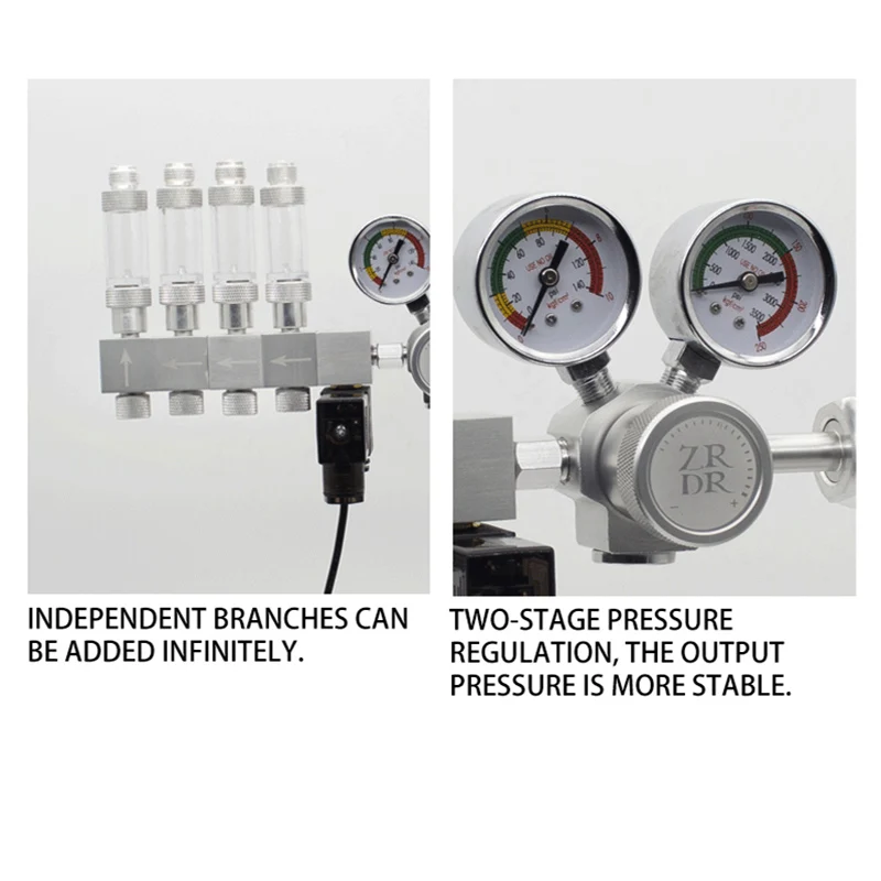 ZRDR aquarium CO2 regulator bubble meter solenoid valve CO2 control pressure regulating fish tank CO2 pressure reducing valve