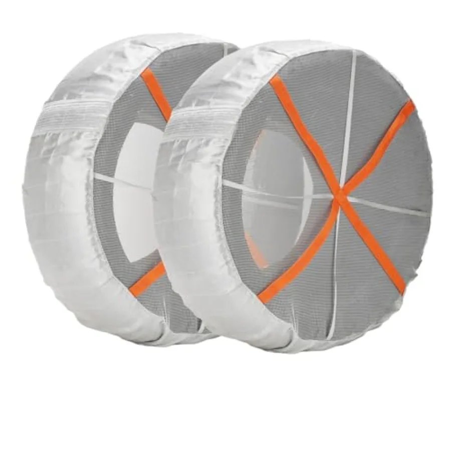 Size XL Snow Socks for Car Tires White Anti-Slip Traction Aid Winter Driving Protection for Auto SUV Commercial Vehicle 2 Pack