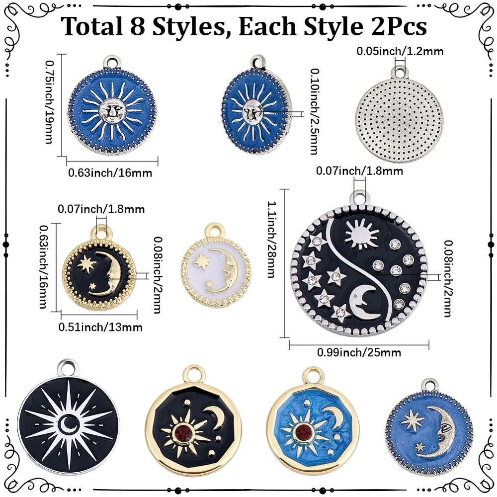 16-pecas-8-estilos-pingentes-de-liga-esmaltada-redondos-planos-platina-com-berloques-sol-e-lua-cores-sortidas-16~28x13~25x13~3mm-furo-12~2mm