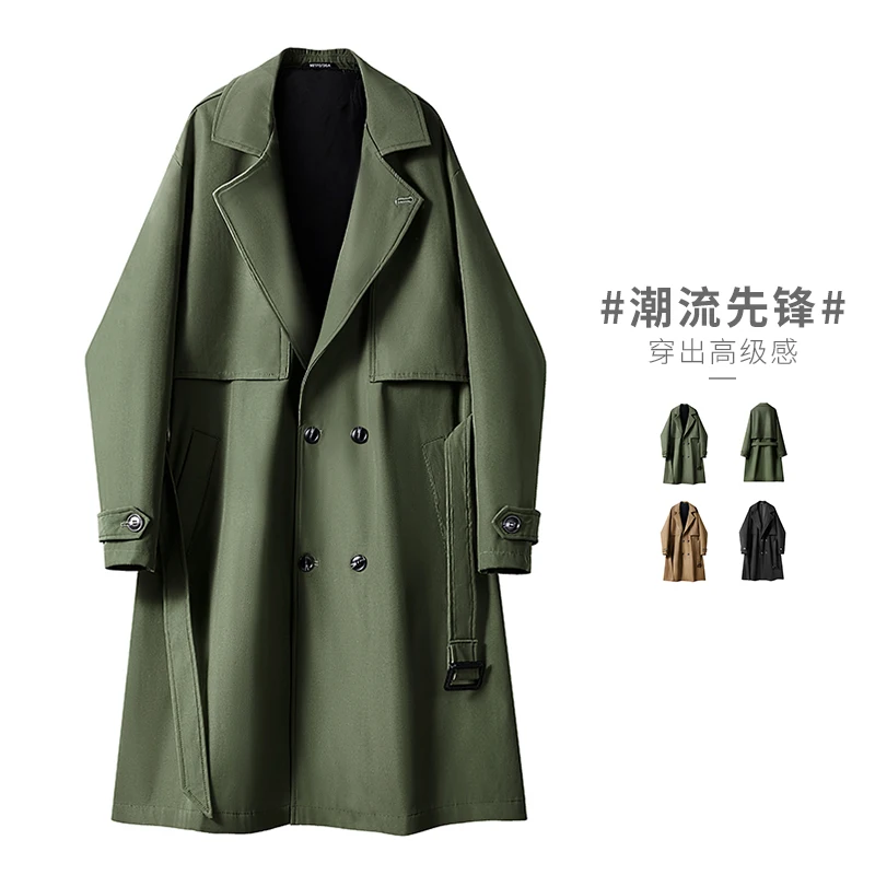 

Long overcoat Windbreaker Jackets Men's Autumn New Style Lapel Jacket High Quality Trendy Cool Jacket Luxury Man Long Jackets