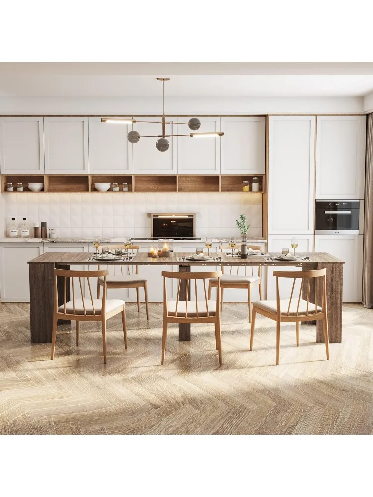 طاولة طعام، طاولة طعام كبيرة مقاس 20 بوصة/118.5 بوصة تتسع لـ 2-12 شخصًا، طاولة وحدة تحكم حديثة قابلة للتمديد للمزرعة قابلة للطي f #1