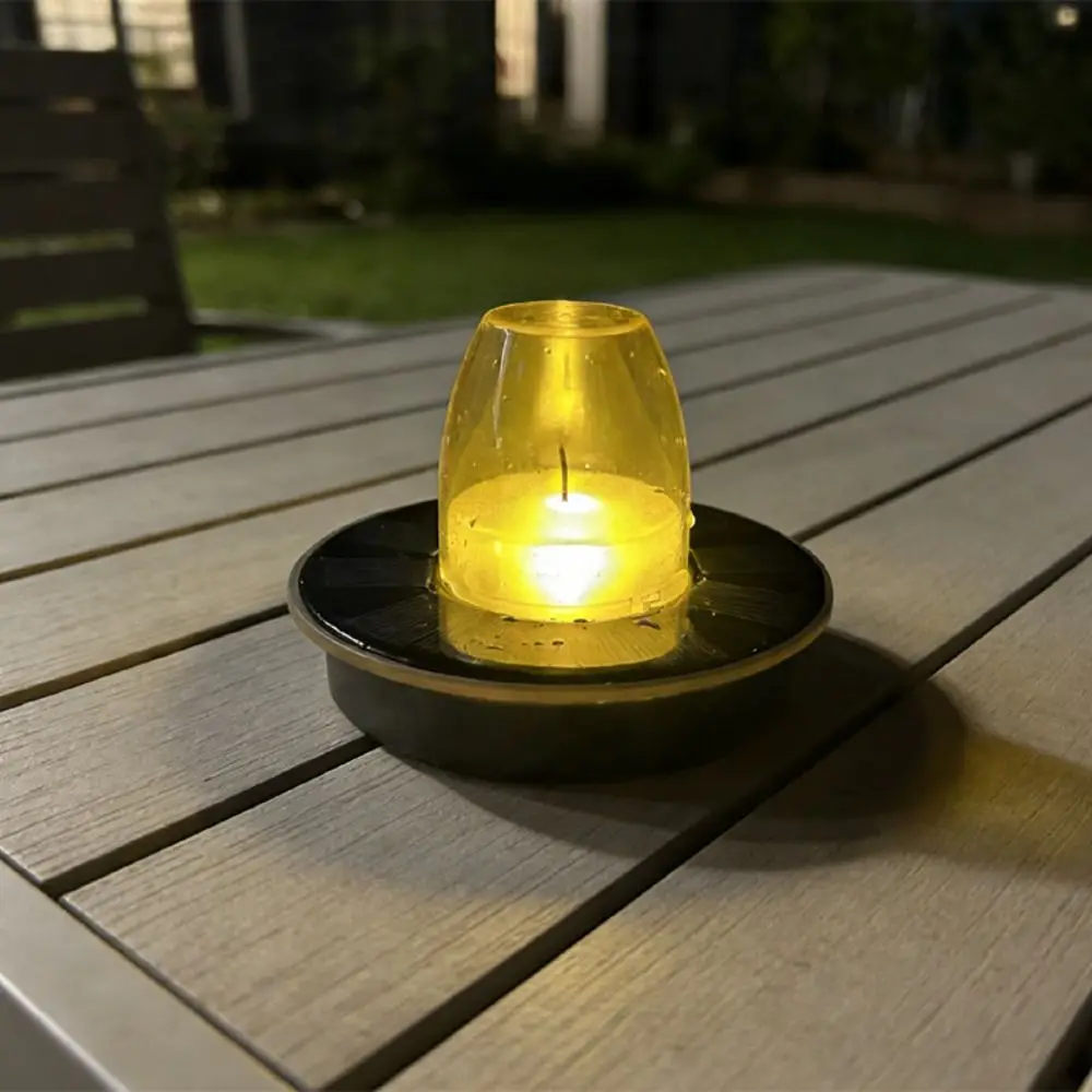 Waterproof Floating Candle Light Buoyant Simulated Flame Solar Floating Candle Lamp Luminous Amber Cover